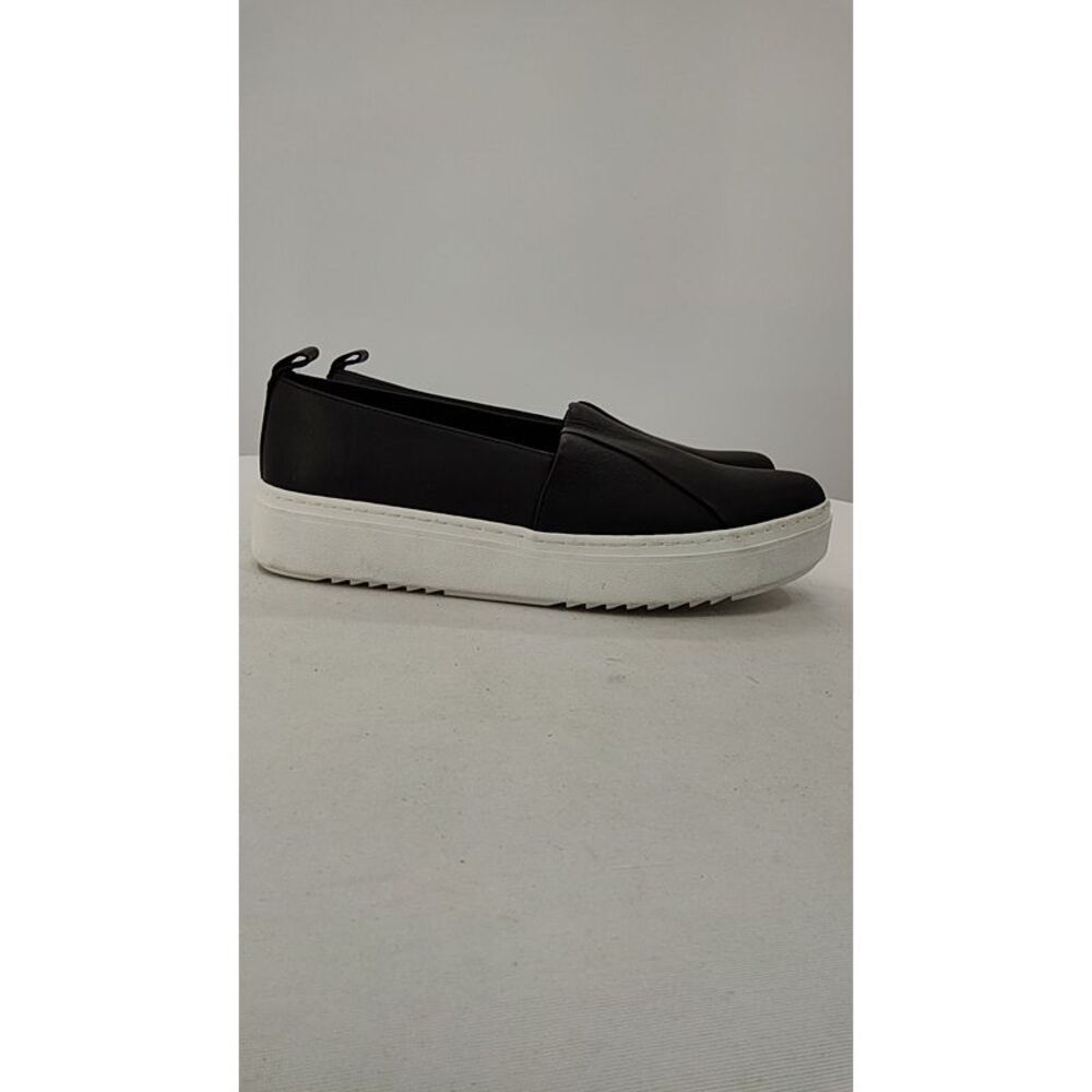 Eileen Fisher Perks Leather Black Slip-On Platform Sneakers - Picture 2 of 6